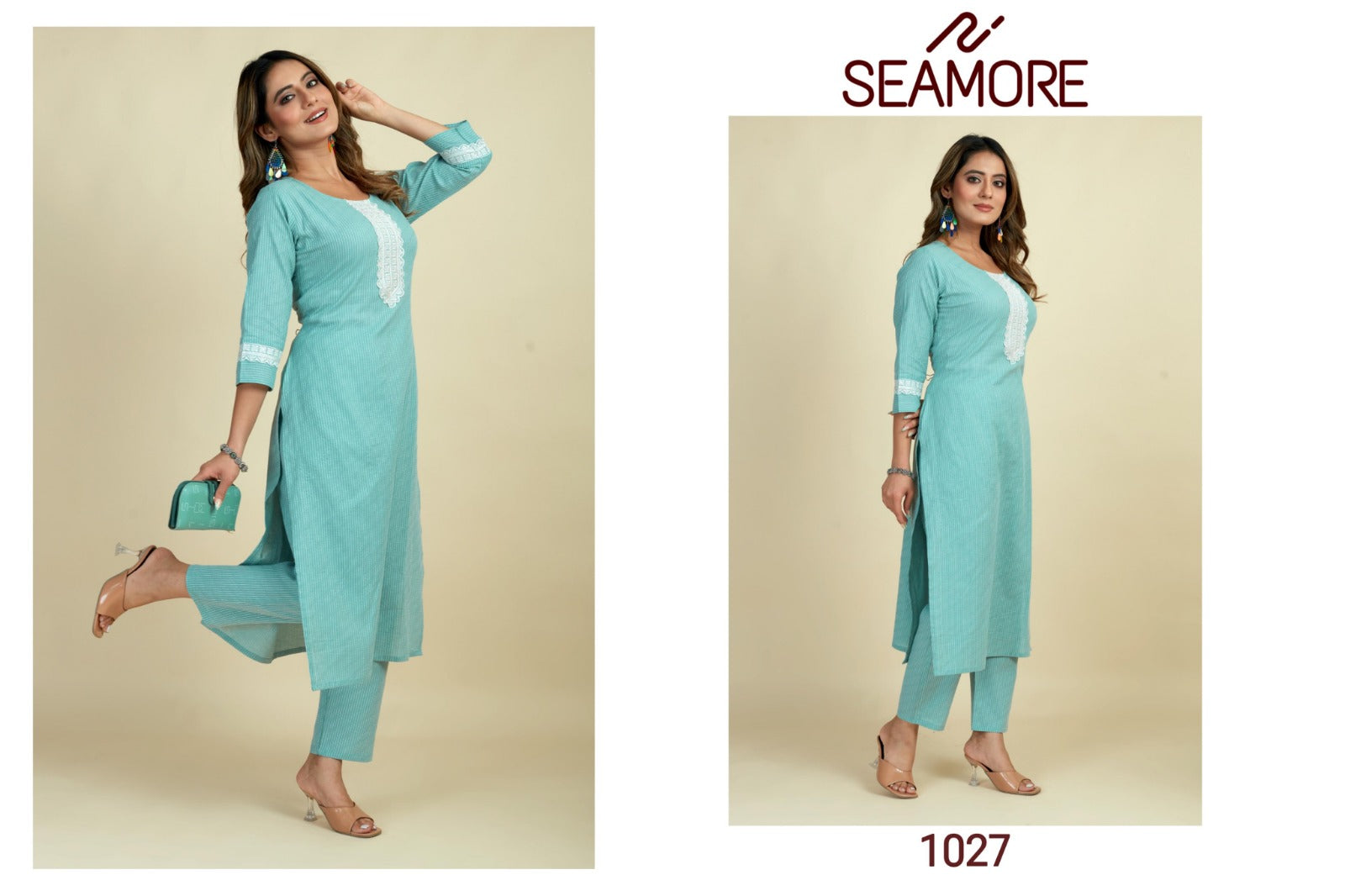 Radha Rani 2 Seamore Cotton Kurti Pant Set