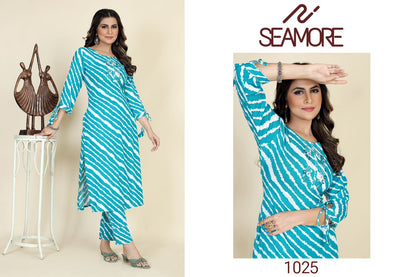 Radha Rani One Seamore Rayon Cotton Kurti Pant Set