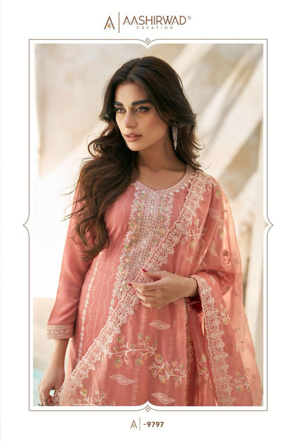 Raha Aashirwad Creation Silk Pant Style Suits