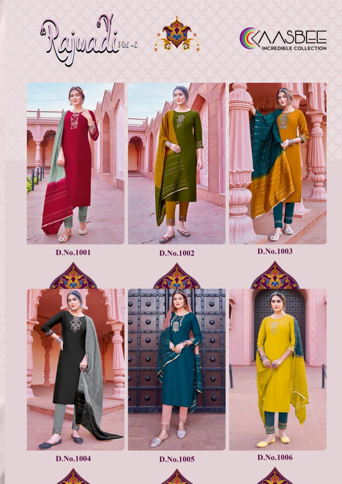 Rajwadi Vol 1 Kaasbee Viscose Chinon Readymade Pant Style Suits