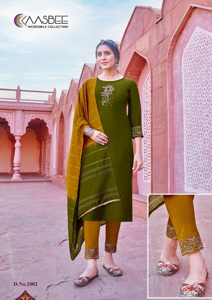 Rajwadi Vol 1 Kasbee Chinon Readymade Pant Style Suits
