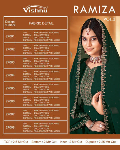 Ramiza Vol 3 Vishnu Impex Georgette Pant Style Suits