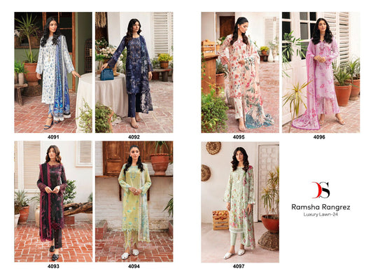 Ramsha Rangrez Luxury Lawn-24 Deepsy Cotton Pakistani Patch Work Suits