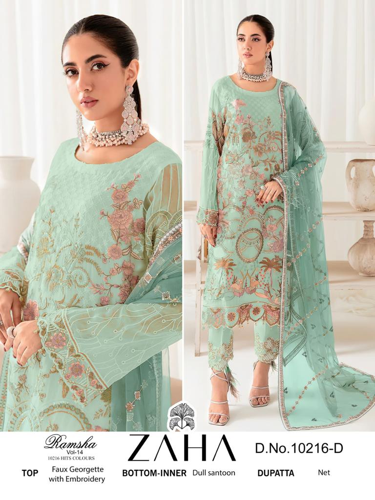 Ramsha Vol 14 Dn 10216 Zaha Georgette Pakistani Salwar Suits
