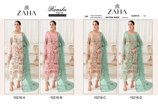 Ramsha Vol 14 Dn 10216 Zaha Georgette Pakistani Salwar Suits