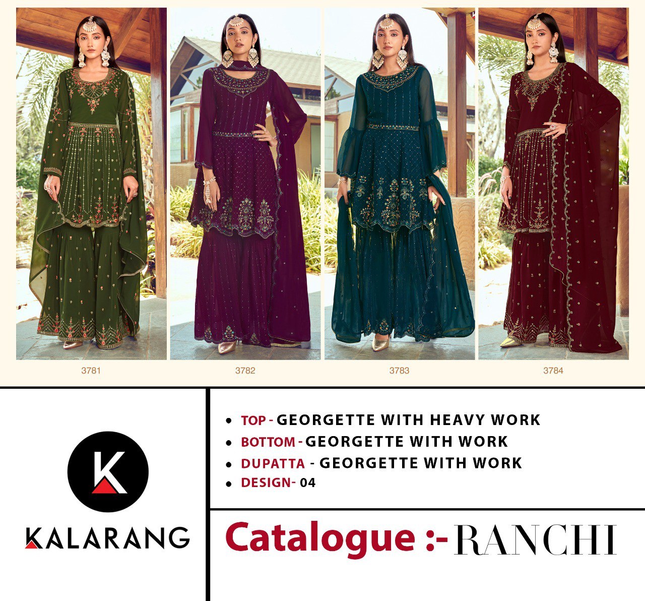 Ranchi Kalarang Georgette Sharara Style Suits
