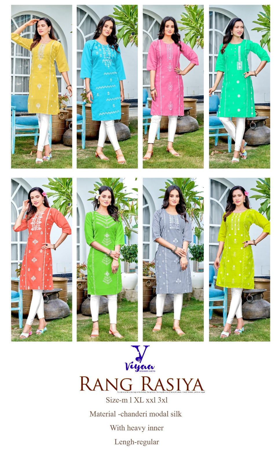Rang Rasiya Viyaa Chanderi Modal Knee Length Kurtis