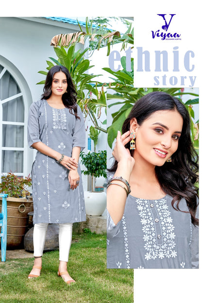 Rang Rasiya Viyaa Chanderi Modal Knee Length Kurtis