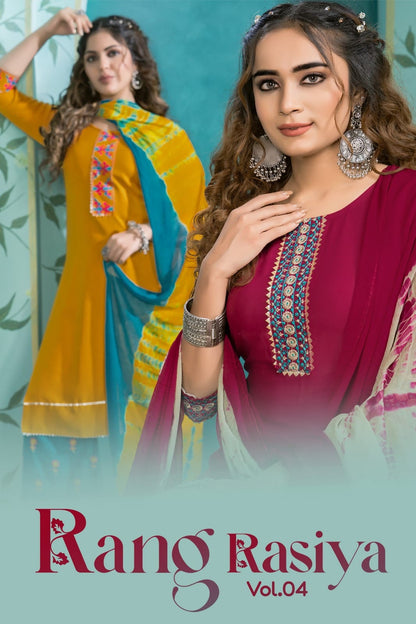 Rang Rasiya Vol 4 Kinti Rayon Readymade Plazzo Style Suits