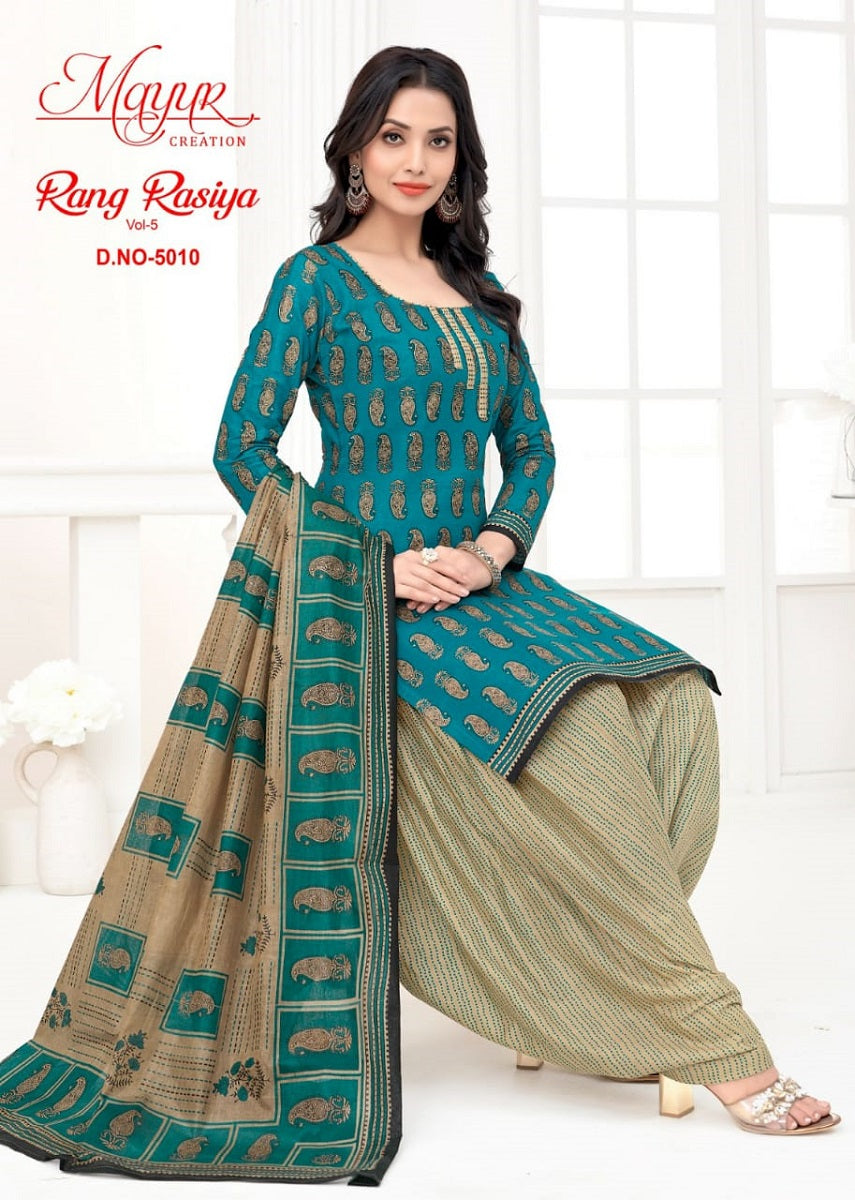 Rang Rasiya Vol 5 Mayur Creation Cotton Dress Material
