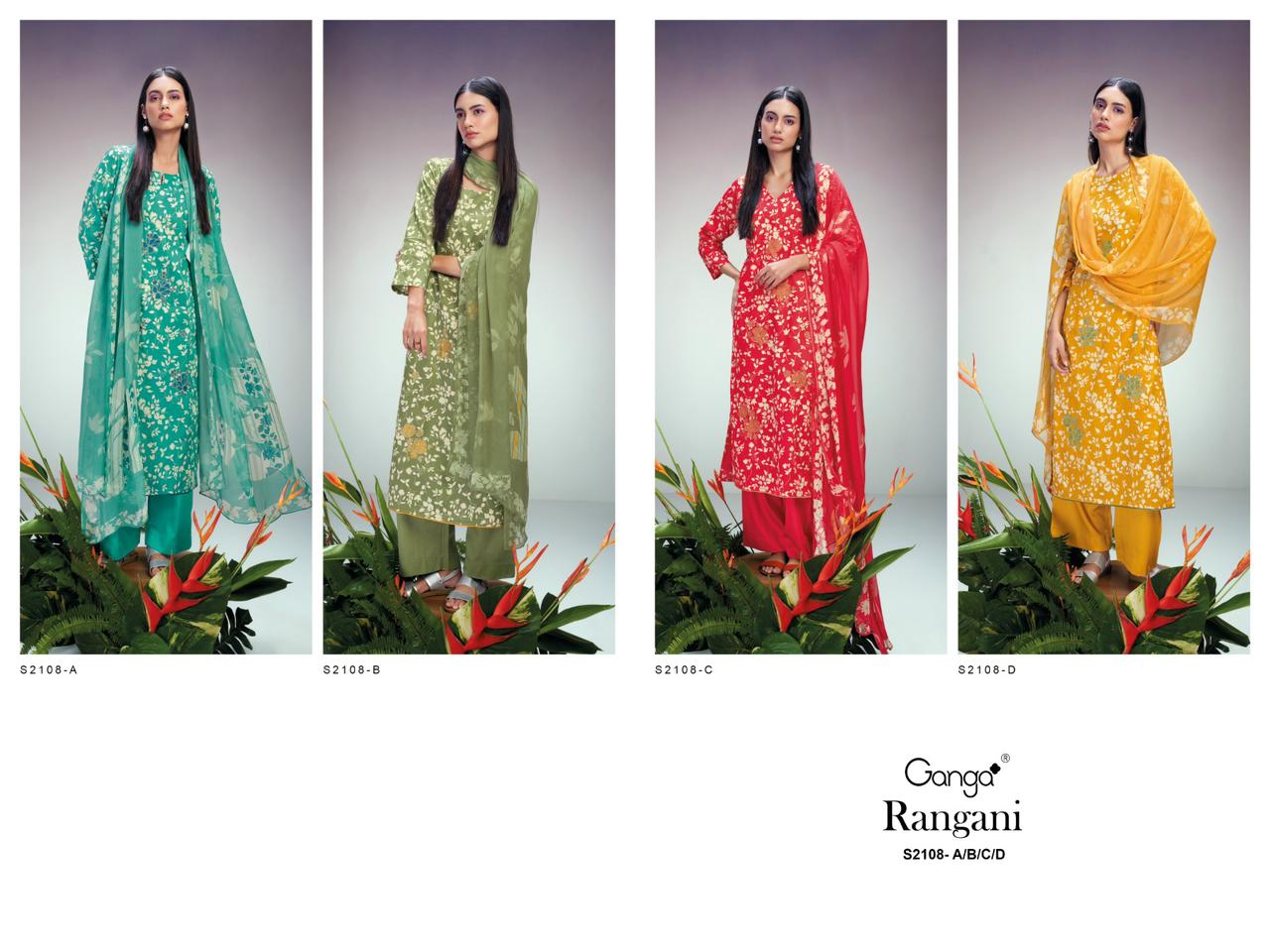 Rangani 2108 Ganga Cotton Silk Plazzo Style Suits
