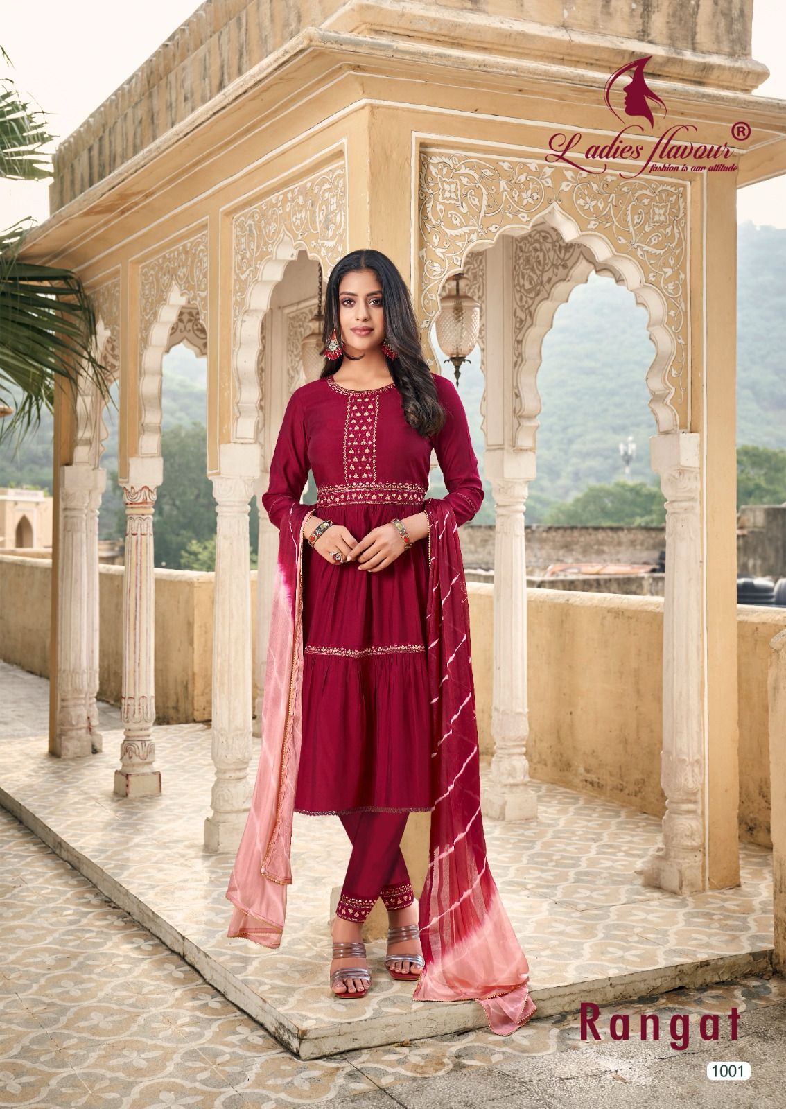 Rangat Ladies Flavour Chanderi Viscose Readymade Pant Style Suits