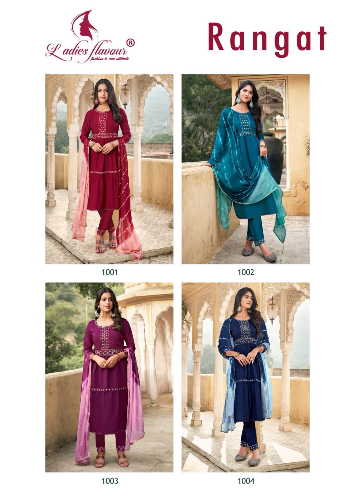 Rangat Ladies Flavour Chanderi Viscose Readymade Pant Style Suits