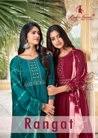 Rangat Ladies Flavour Chanderi Viscose Readymade Pant Style Suits