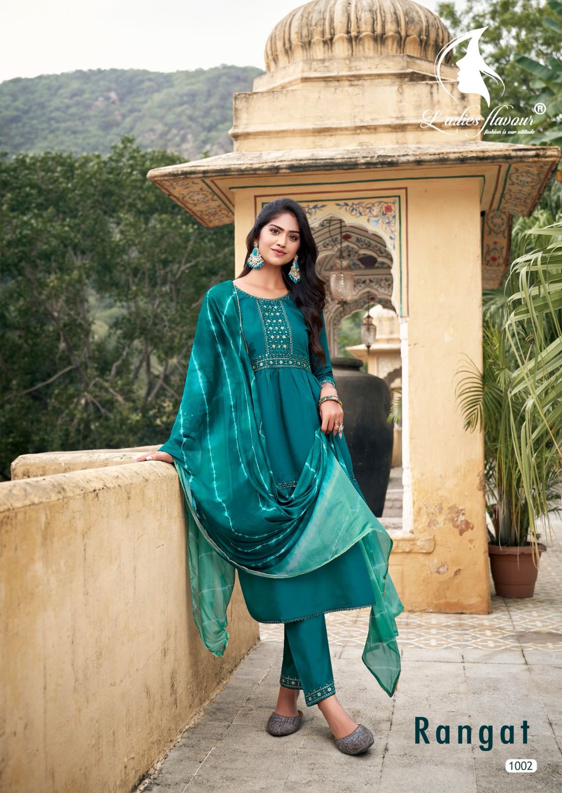 Rangat Ladies Flavour Chanderi Viscose Readymade Pant Style Suits