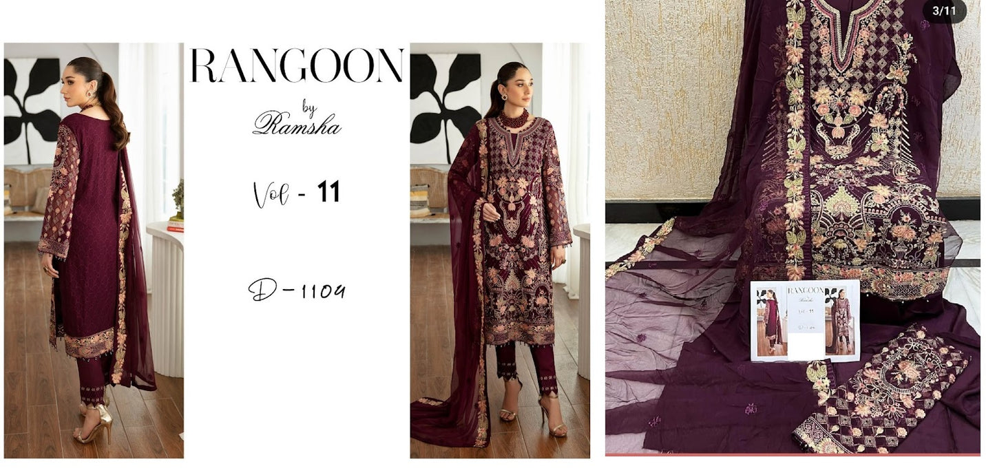 Rangoon Vol 11 Ramsha Lawn Original Pakistani Suits