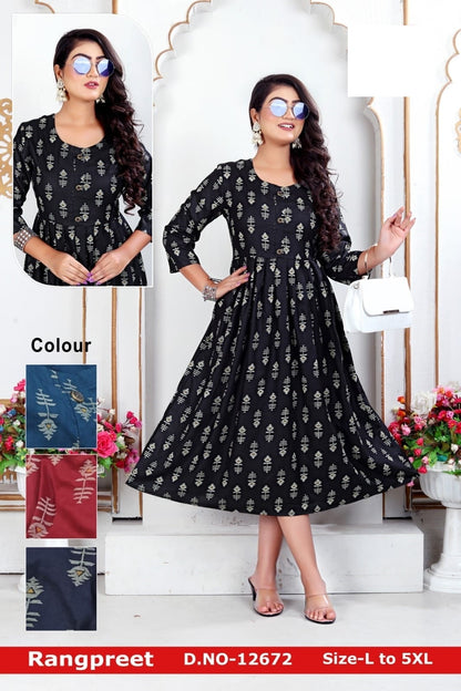 Rangpreet Zoya Rayon Anarkali Kurtis