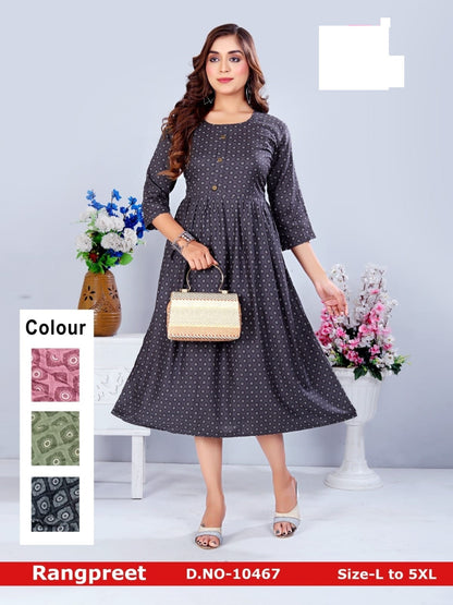Rangpreet Zoya Rayon Anarkali Kurtis