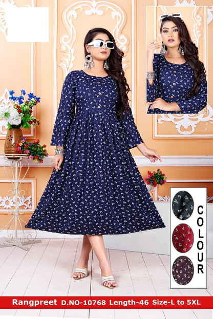 Rangpreet Zoya Rayon Anarkali Kurtis