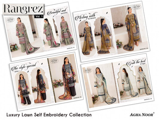 Rangrez Vol 1 Agha Noor Lawn Cotton Karachi Salwar Suits