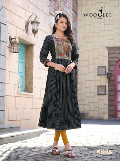 Rangroop Wooglee Rayon Naira Cut Kurtis