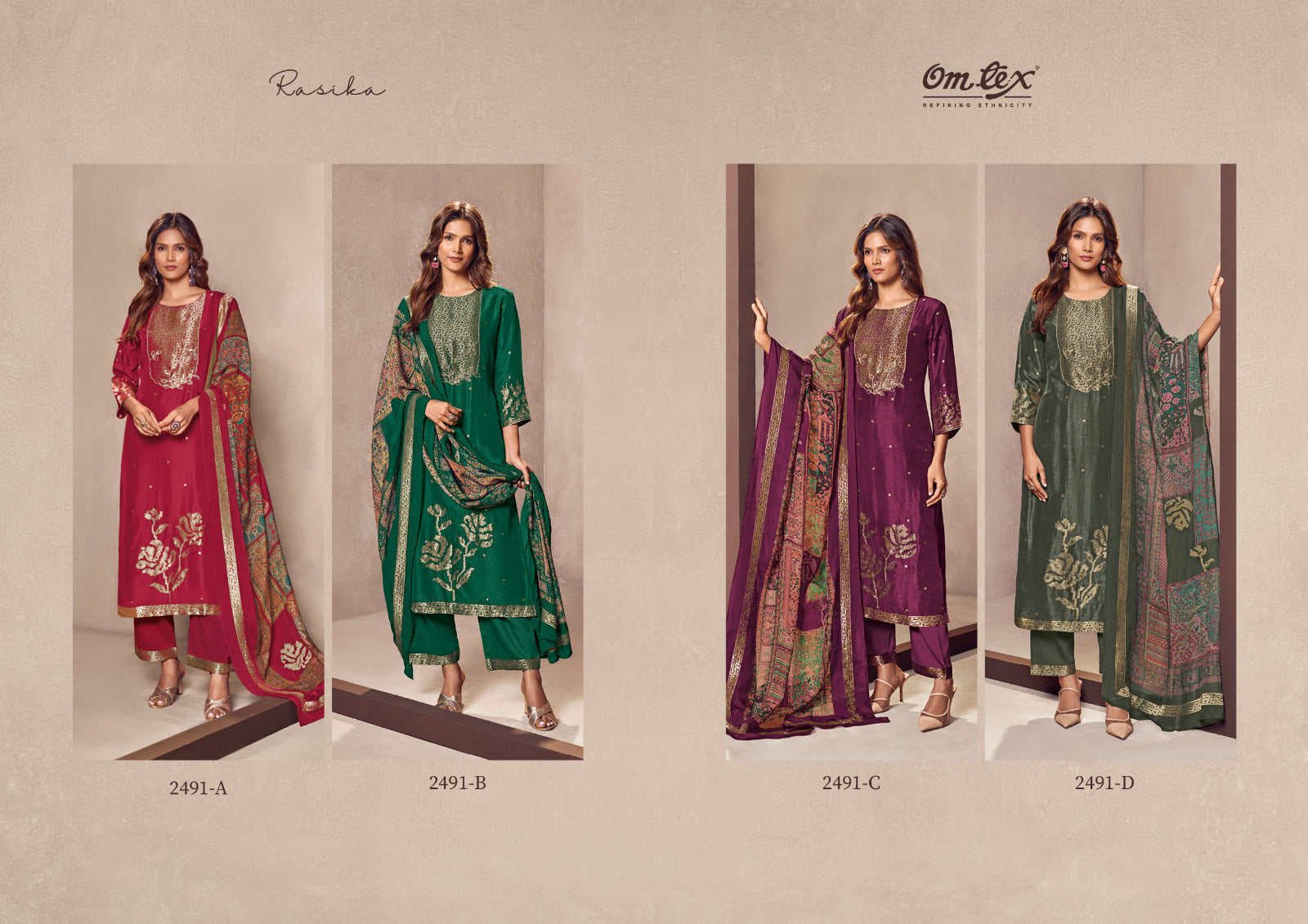 Rasika Omtex Banarsi Jacquard Pant Style Suits