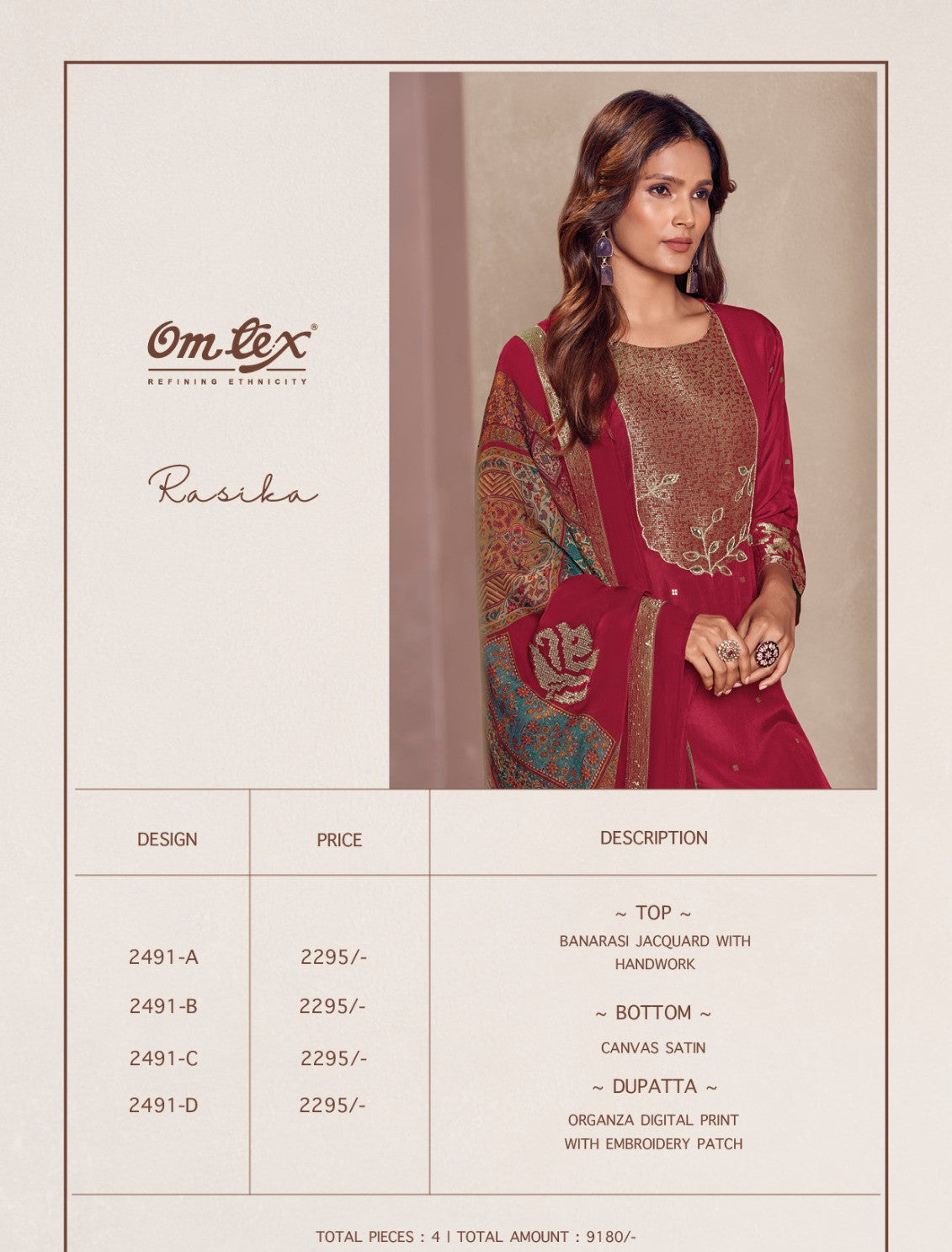Rasika Omtex Banarsi Jacquard Pant Style Suits