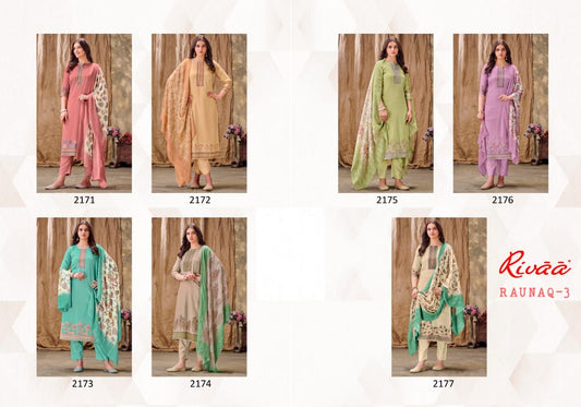 Raunaq-3 Rivaa Jaam Satin Pant Style Suits