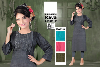 Rava Zoya Two Tone Straight Cut Kurtis