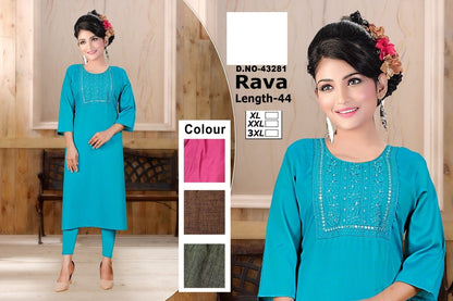 Rava Zoya Two Tone Straight Cut Kurtis