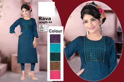 Rava Zoya Two Tone Straight Cut Kurtis