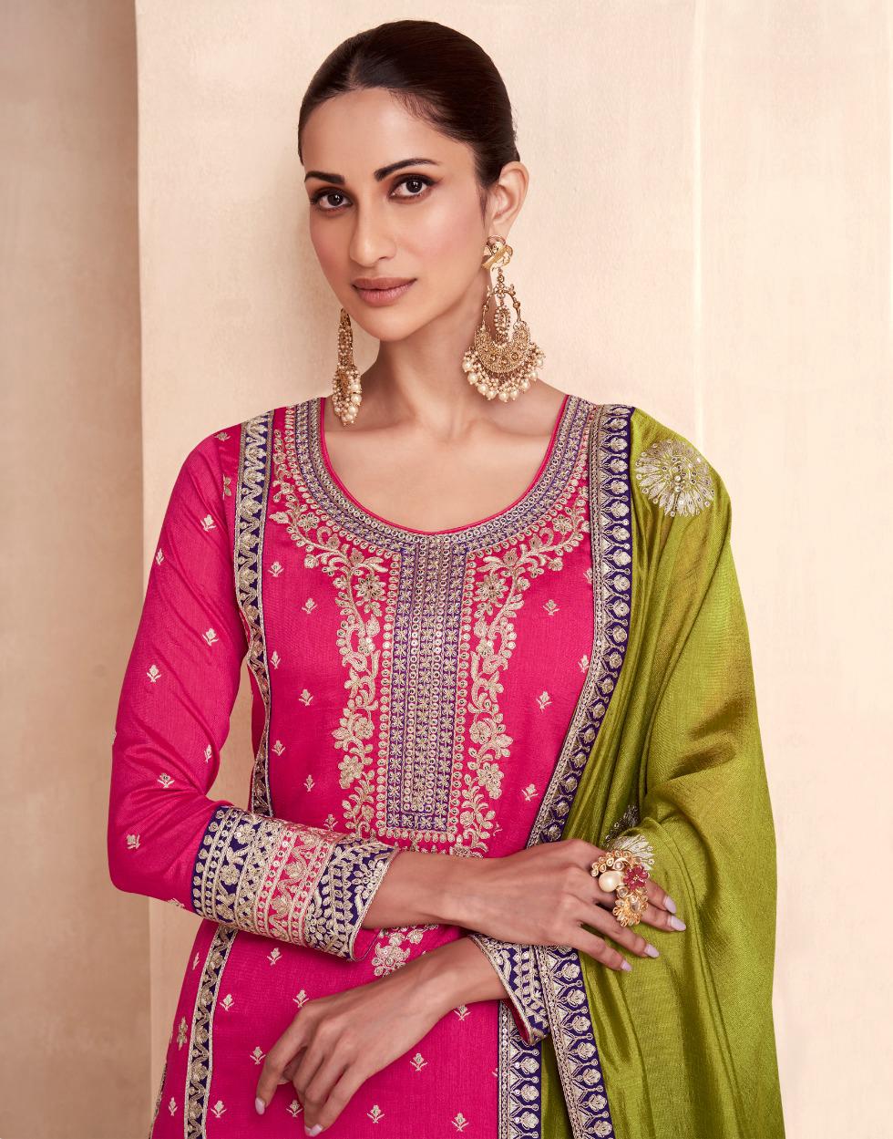 Rayana Aashirwad Creation Silk Readymade Plazzo Style Suits