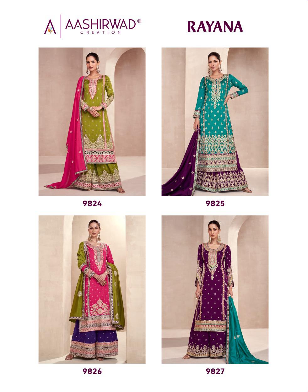 Rayana Aashirwad Creation Silk Readymade Plazzo Style Suits