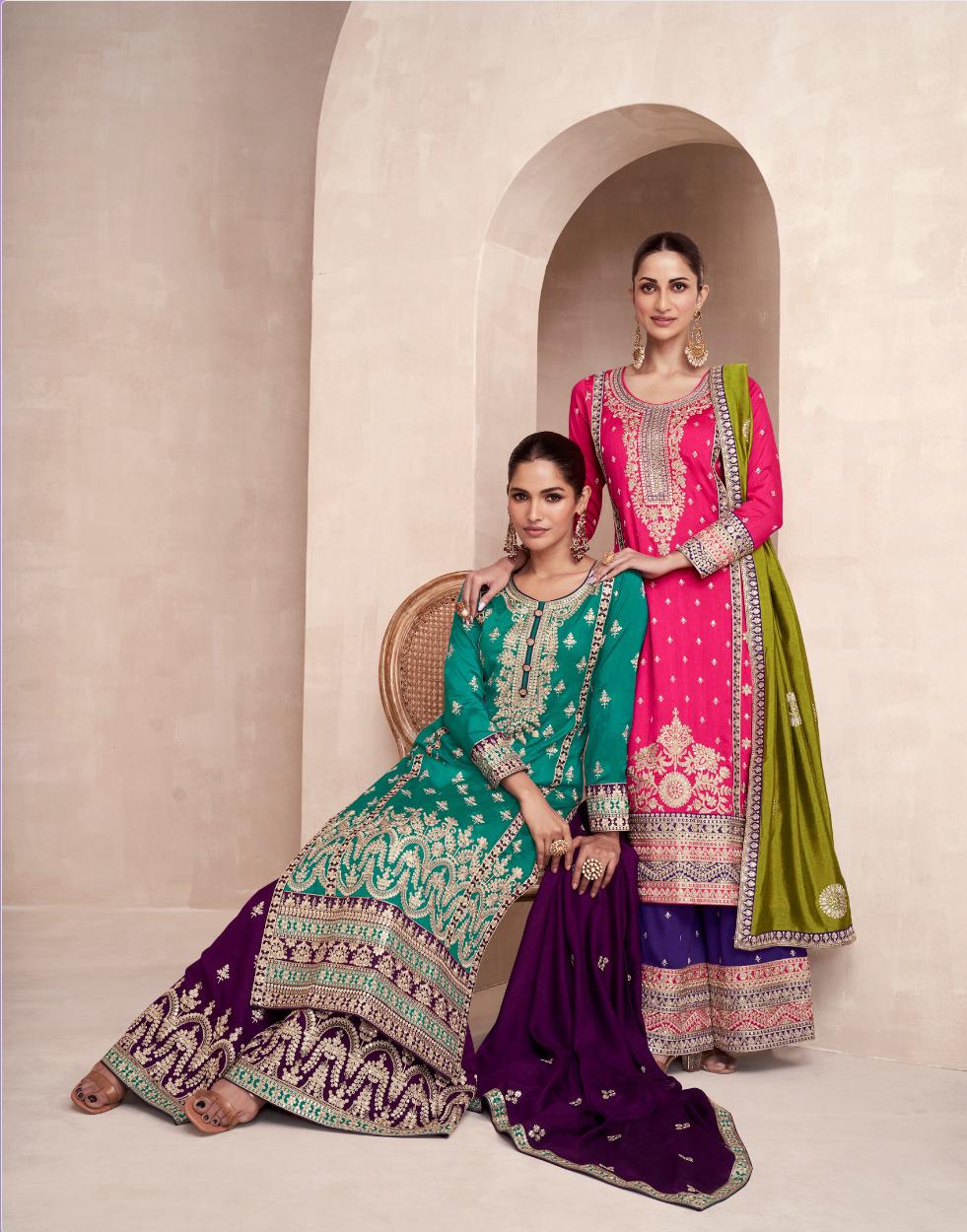 Rayana Aashirwad Creation Silk Readymade Plazzo Style Suits