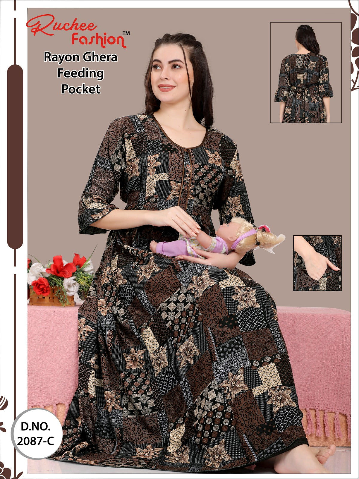 Rayon-010124 Ruchee Fashion Feeding Night Gown