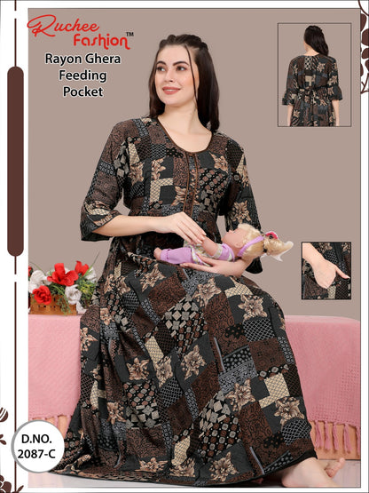 Rayon-010124 Ruchee Fashion Feeding Night Gown