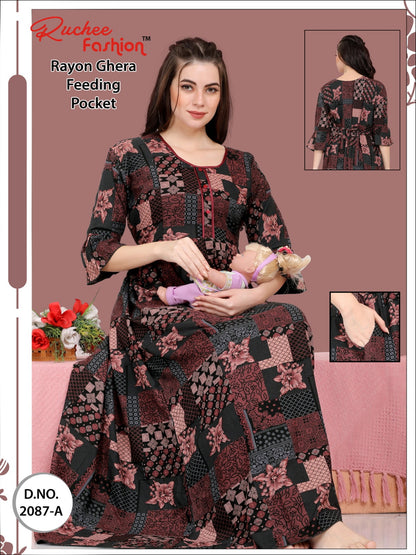 Rayon-010124 Ruchee Fashion Feeding Night Gown