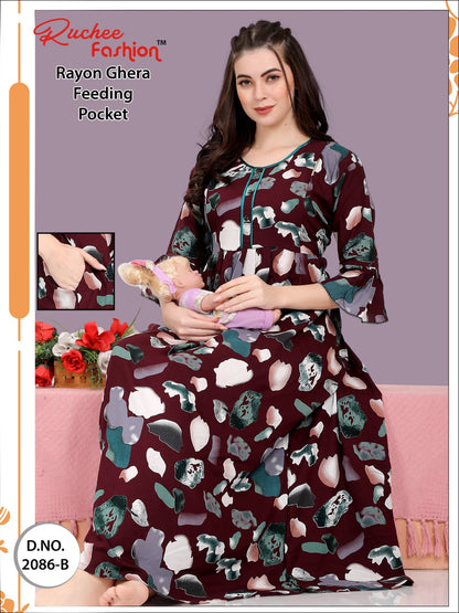 Rayon-010124 Ruchee Fashion Feeding Night Gown