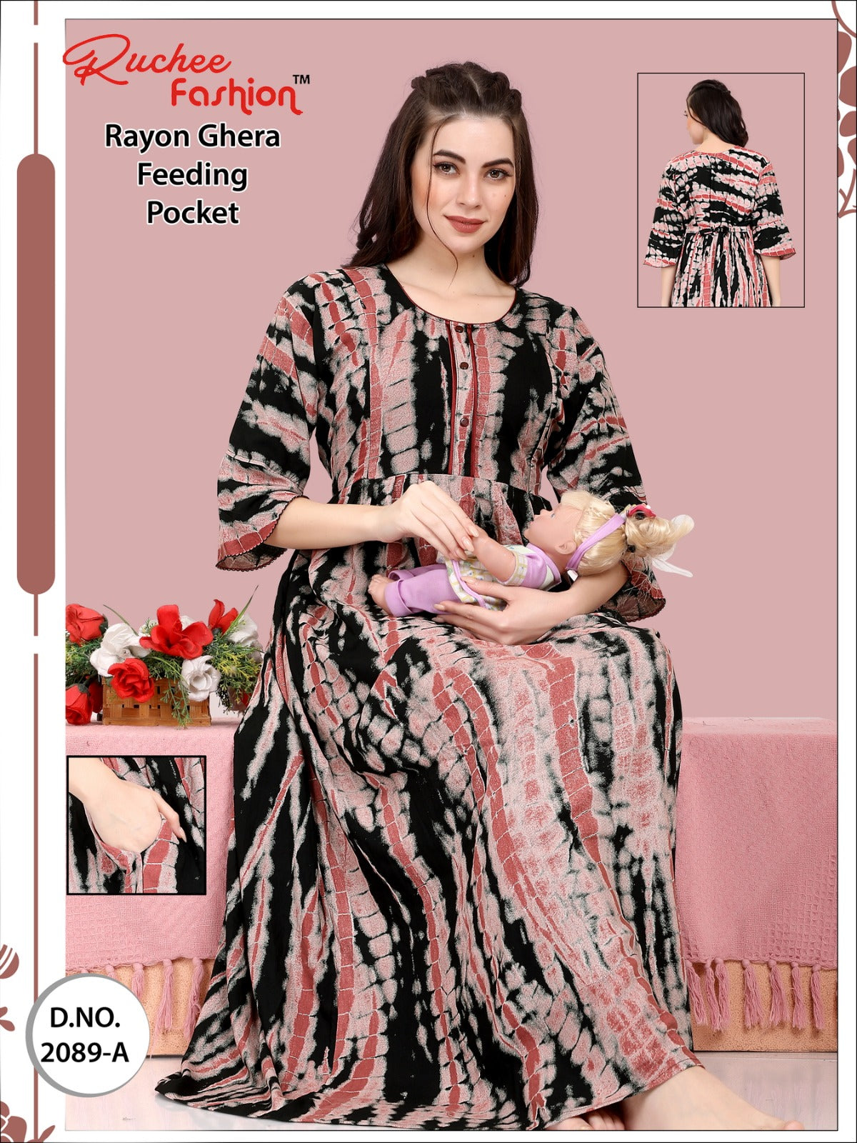 Rayon-010124 Ruchee Fashion Feeding Night Gown