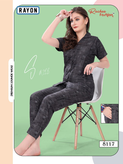 Rayon 0711 Ruchee Fashion Collar Night Suits