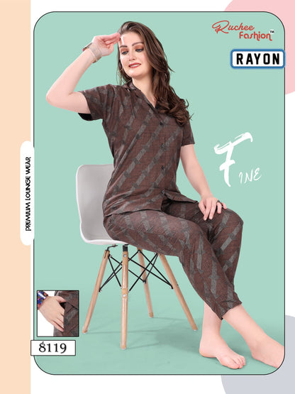 Rayon 0711 Ruchee Fashion Collar Night Suits
