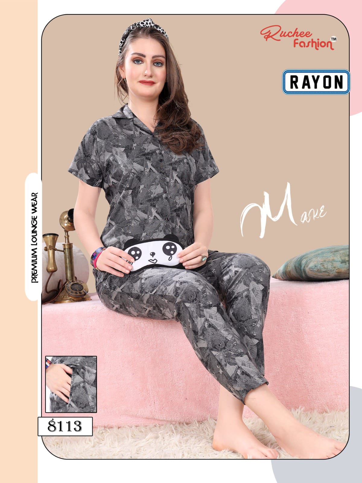 Rayon 0711 Ruchee Fashion Collar Night Suits