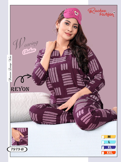 Rayon 1023 Ruchee Fashion Pyjama Night Suits