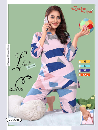 Rayon 1023 Ruchee Fashion Pyjama Night Suits