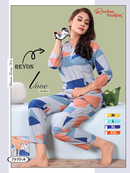 Rayon 1023 Ruchee Fashion Pyjama Night Suits