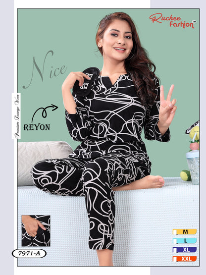 Rayon 1023 Ruchee Fashion Pyjama Night Suits