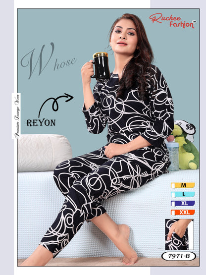 Rayon 1023 Ruchee Fashion Pyjama Night Suits