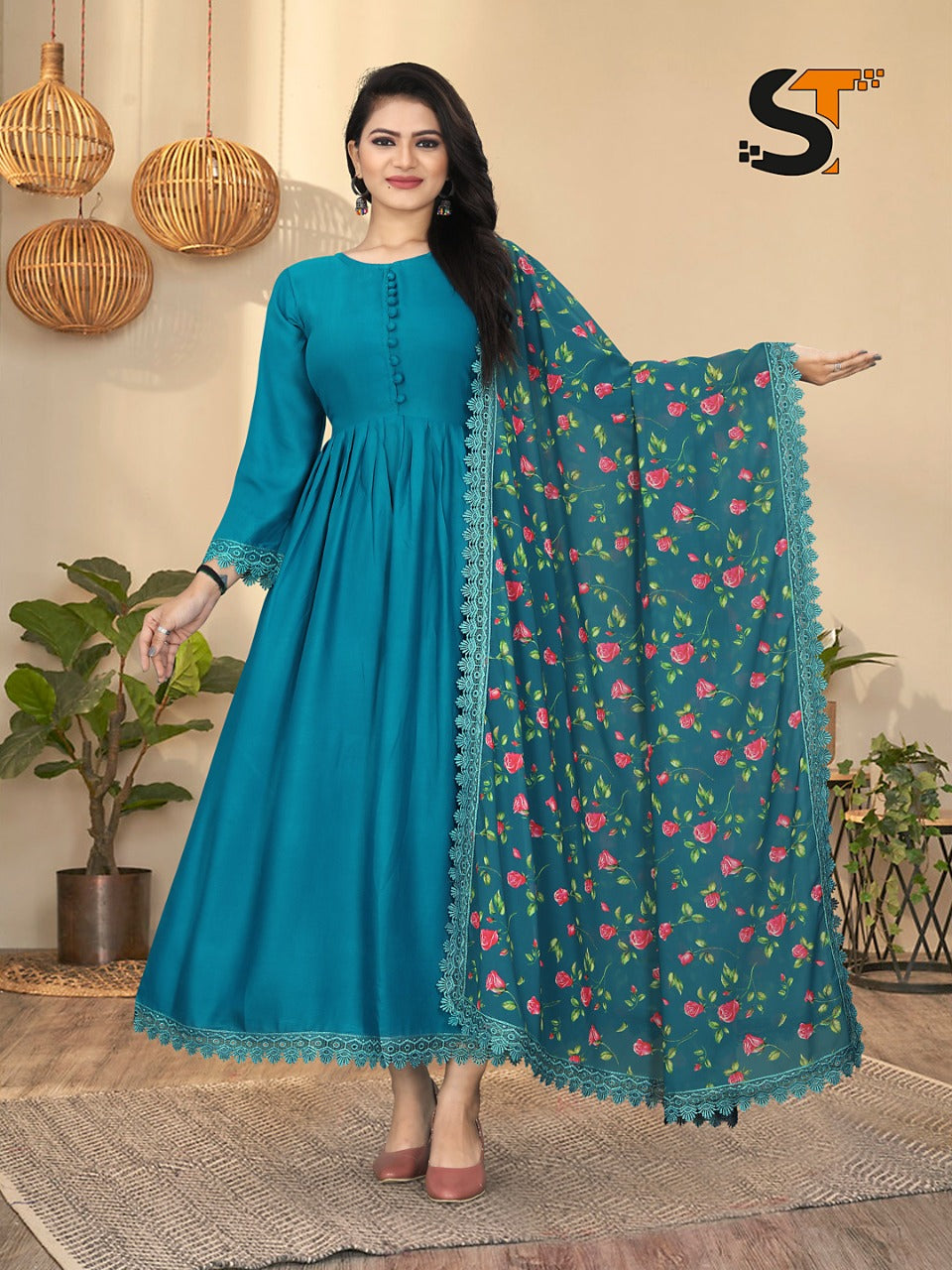 Rayon 2610 Salas Rayon Gown Dupatta Set