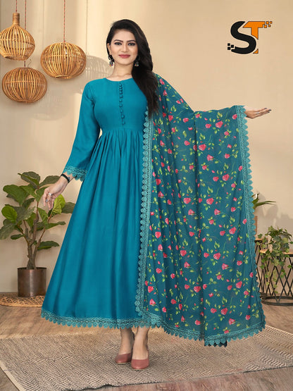 Rayon 2610 Salas Rayon Gown Dupatta Set
