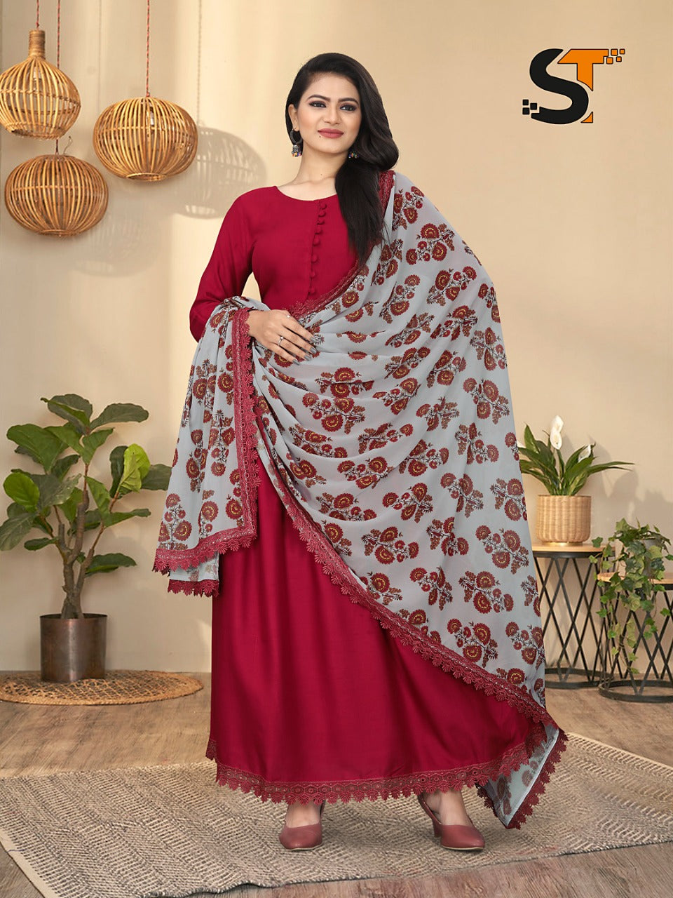 Rayon 2610 Salas Rayon Gown Dupatta Set